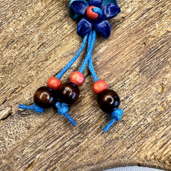 Leather Flower Purse Charm Genuine Leather Bag Charm NEW FAST SHIP - Picture 6 of 7